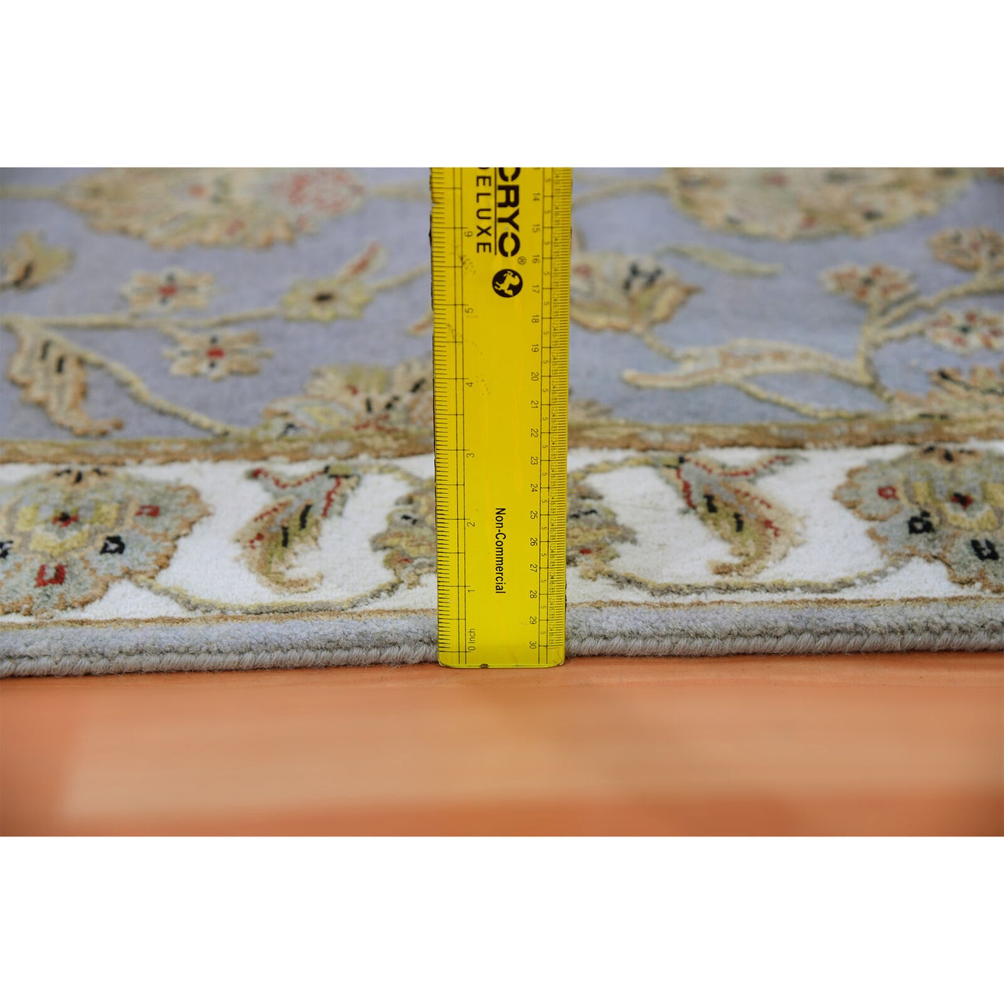 2'7"X18'8" Santorini Blue Rajasthan Hand Knotted Wool Silk Xl Runner Rug