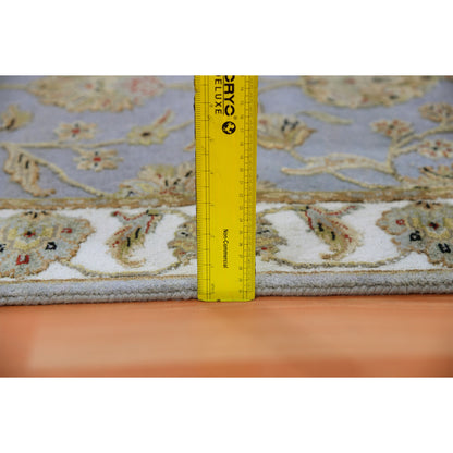 2'7"X18'8" Santorini Blue Rajasthan Hand Knotted Wool Silk Xl Runner Rug