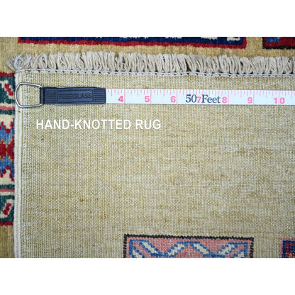 6'X8'6" Camel Brown Wool Afghan Super Kazak Hand Knotted Oriental Rug