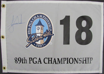 Tiger Woods Autographed Official Pin Flag 2007