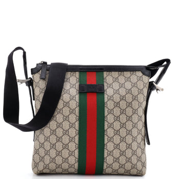 Gucci Web Messenger Bag Gg Coated Canvas Medium