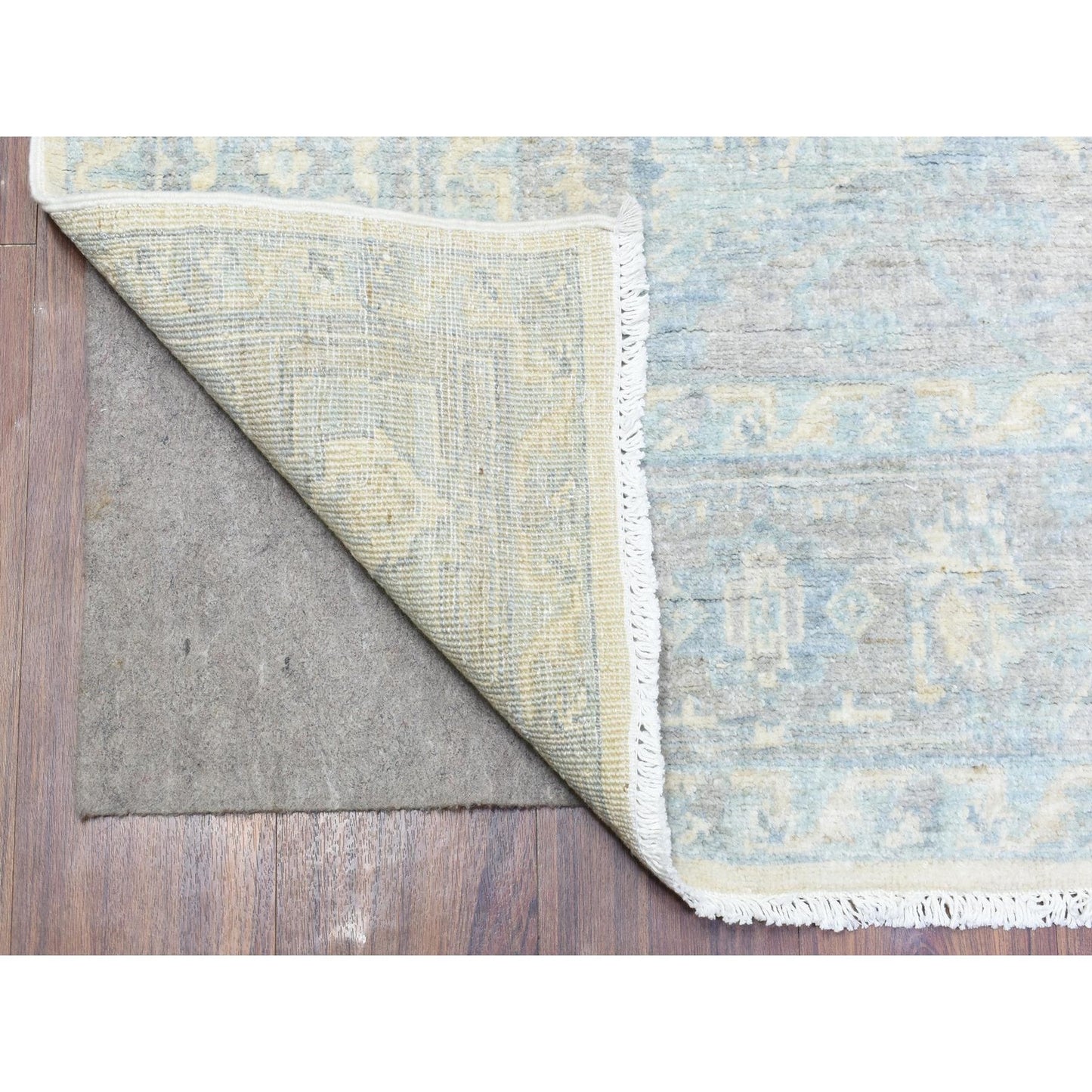 6'2"X8'9" Ivory White Wash Peshawar Organic Wool Hand Knotted Rug