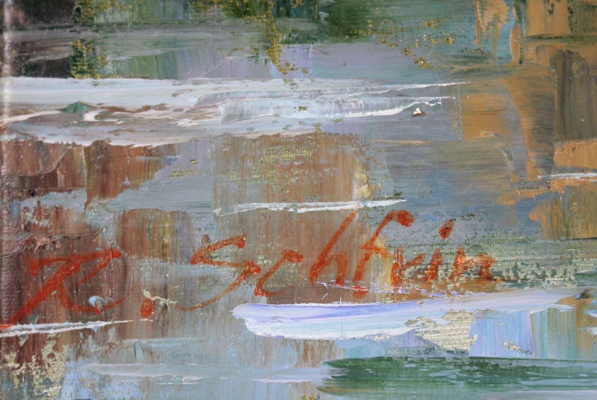Ralf Schfrin French Marina Harbor Oil Painting Signed Framed F15 Canvas