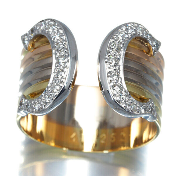 Cartier Ring Diamond 2C Double C C2 3Color Lm Eu55 18K Yg/Wg/Pg