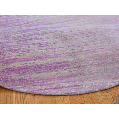 7'X7' Pink Thick And Plush Wool Ombre Design Hand Knotted Round Rug