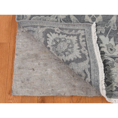 9'X12'4" Gray Silk With Textured Wool Hand Knotted Oushak Influence Rug
