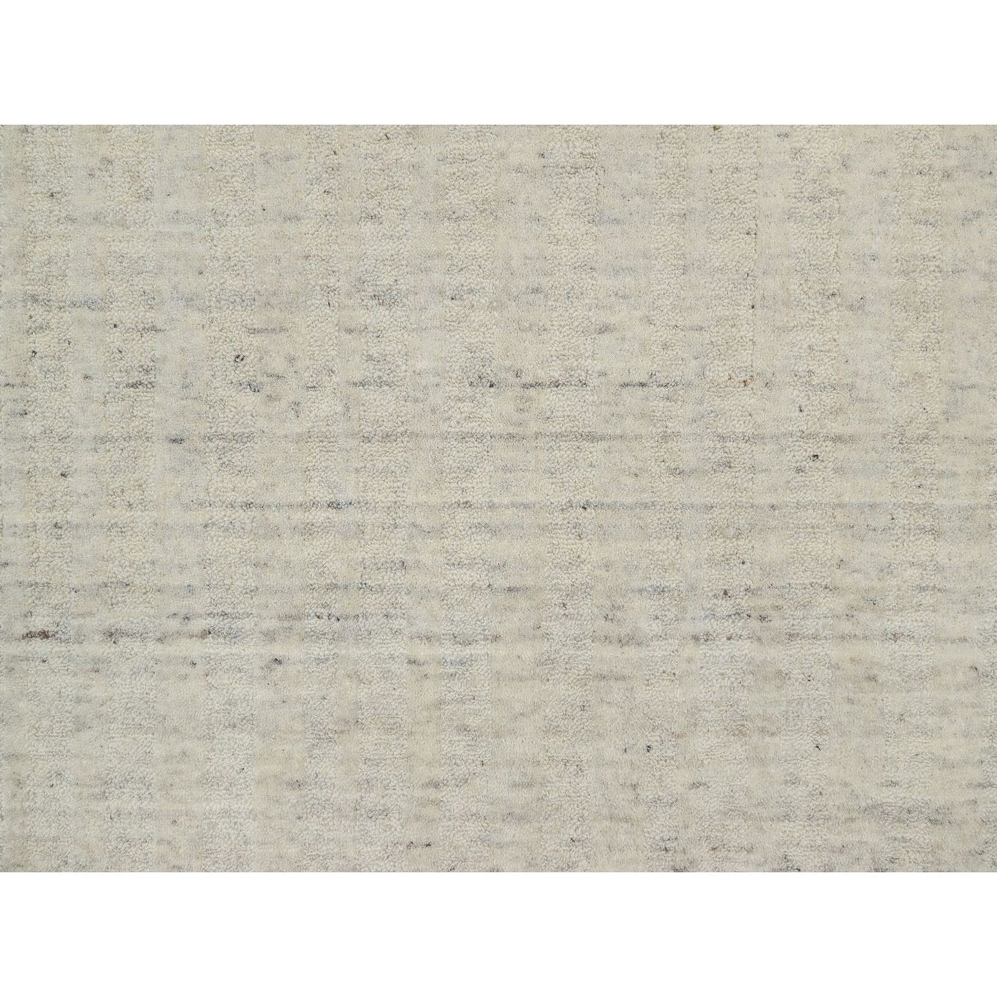 5'X5' Ivory Hand Loomed Rug Salt And Pepper Effect Undyed Pure Wool Round