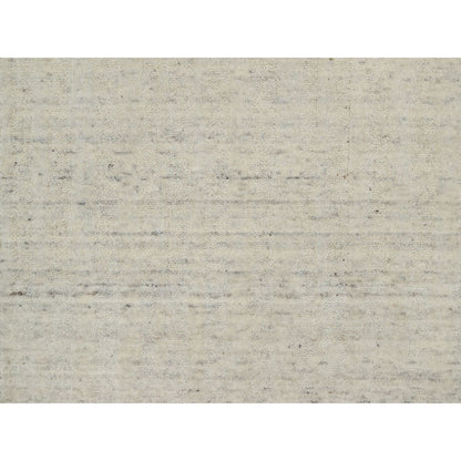 5'X5' Ivory Hand Loomed Rug Salt And Pepper Effect Undyed Pure Wool Round