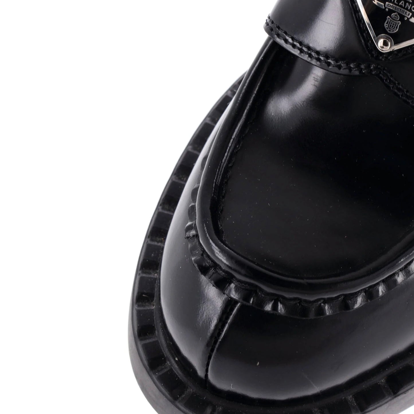 Prada Women'S Triangle Logo Loafers Spazzolato Leather