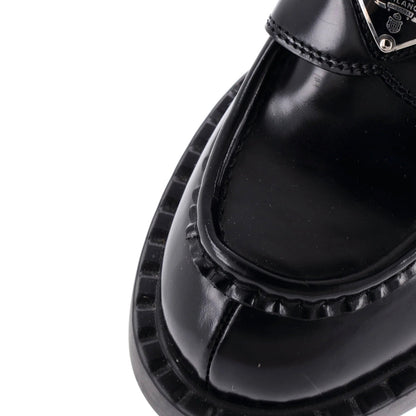 Prada Women'S Triangle Logo Loafers Spazzolato Leather