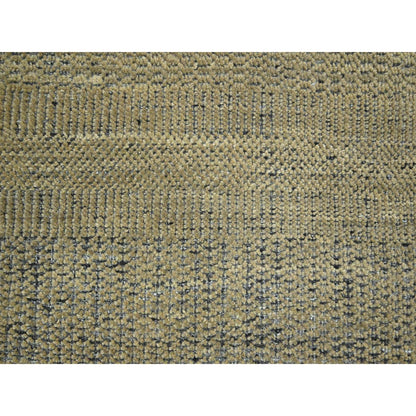 6'X9'3" Brown & Black Oxidized Grass Design Hand Knotted Pure Wool Rug