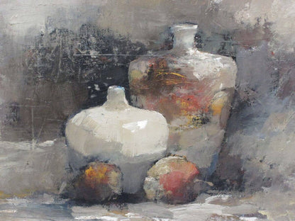 Cai Guo-Hua Original Oil Painting Still Life Vessels Fruit Signed Framed