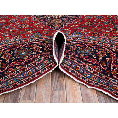 9'5"X13' Red Hand Knotted Wool Vintage Zoroastrian Kishoon Secured Rug