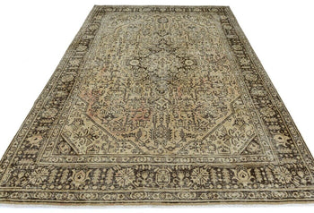 Distressed Antique Rug Muted Classic Floral