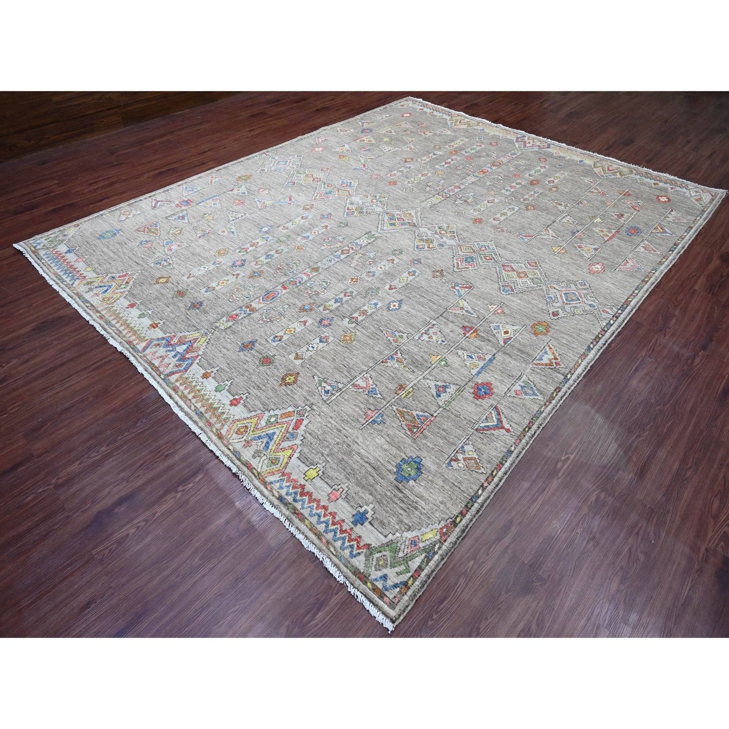 Rug 9'1"x11'5" Gray Moroccan Berber Influence Wool Hand Knotted Oriental