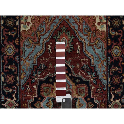 2'X3'1" Red Antiqued Heris Re-Creation Hand Knotted New Zealand Wool Rug