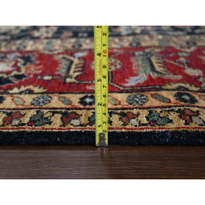 8'2"X10' Cynical Black Wool Karajeh Design Hand Knotted Oriental Rug