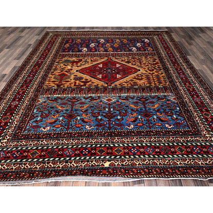8'7"X10' Yellow Afghan Ersari With Turkish Knot Hand Knotted 100% Wool Rug