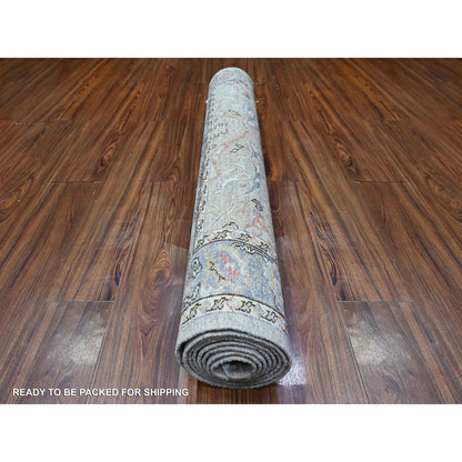 3'10"X9'10" Gray Bidjar Garus Design Soft Wool Hand Knotted Rug