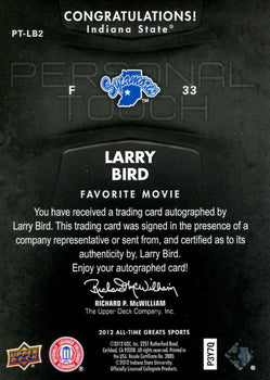 Larry Bird 2012 Upper Deck All-Time Greats