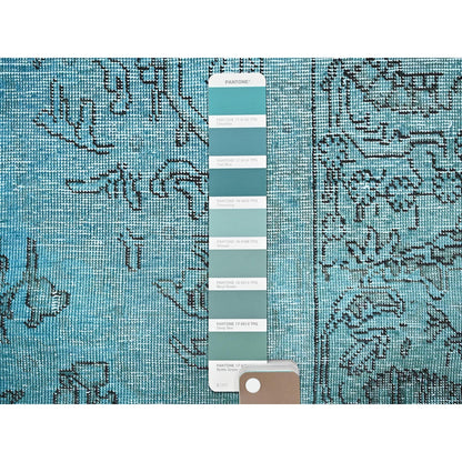 2'3"X6'2" Blue Overdyed Vintage Zoroastrian Hand Knotted Wool Runner Rug