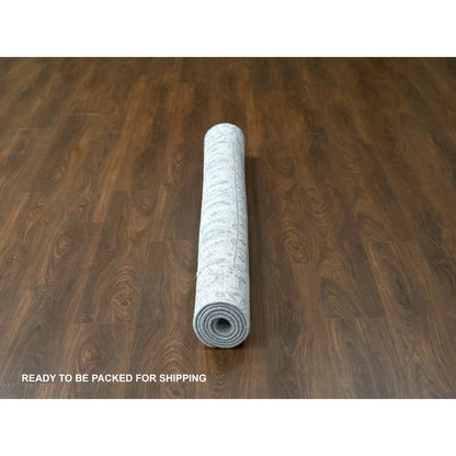 6'2"X6'1" Blue Gray Wool Karjihooz Geometric Hand Knotted Square Rug