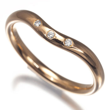 Tiffany&Co. Ring Diamond Curved Band 3P Us4.5 18K 750 Rose Gold