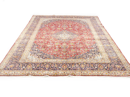 Semi-Antique Red Traditional Floral Handmade