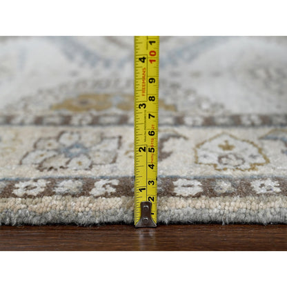 4'3"X12' Intellectual Gray Farsian Village Wool Hand Knotted Runner Rug