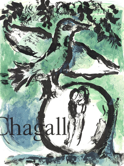 Marc Chagall Oiseau Vert " Lithograph Modernism Green Black & Wh
