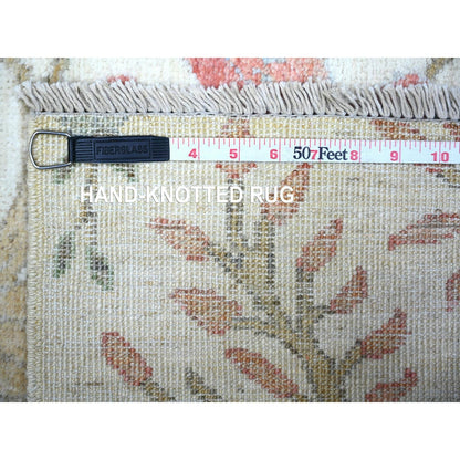 3'X6'1" Ivory Natural Wool Hand Knotted Afghan Peshawar Runner Rug