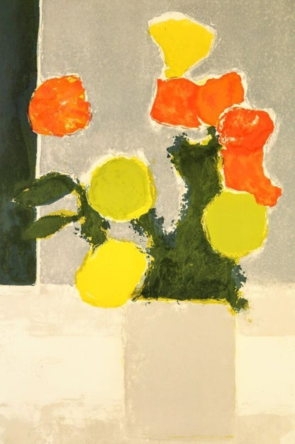 Bernard Cathelin Lithograph "Rose Dinde Et Millefeuille" 1972 Signed 185Ex