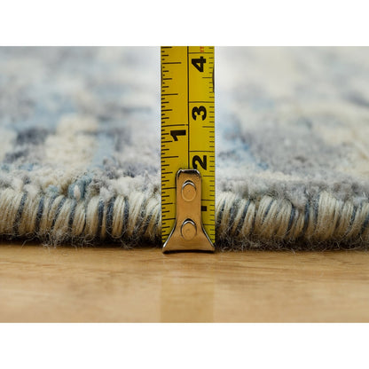 9'X9' Power Gray Wool And Silk Hand Knotted Mosaic Round Oriental Rug