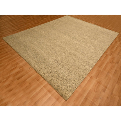7'9"X9'7" Beige Tone On Tone Natural Wool Grass Design Hand Knotted Rug