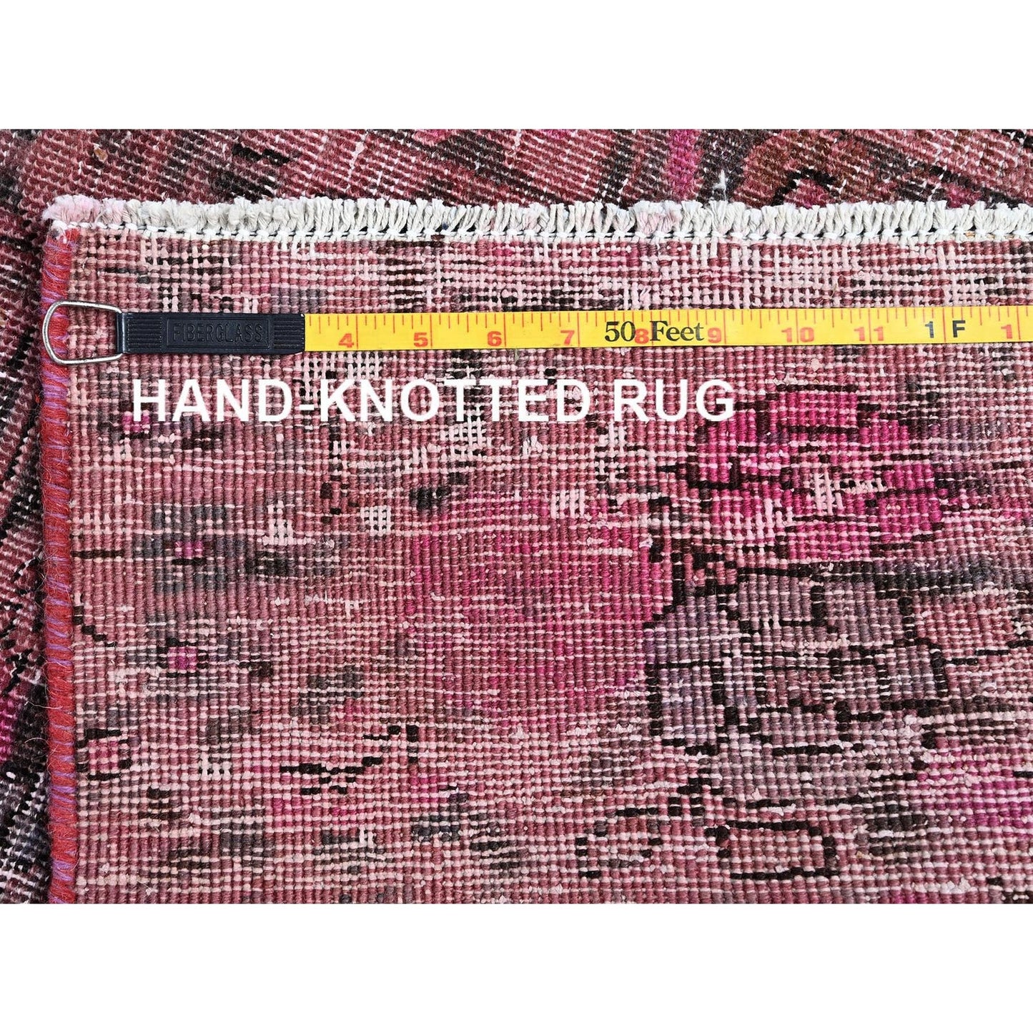 2'6"X9'3" Pink Overdyed Vintage Zoroastrian Hand Knotted Wool Runner Rug
