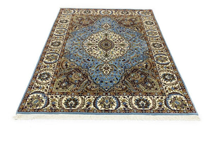 Hand-Knotted Kirman Oriental Rug 6X8 Ft Blue