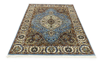 Hand-Knotted Kirman Oriental Rug 6X8 Ft Blue