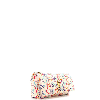 Saint Laurent Jamie Flap Bag Quilted Printed Silk Medium