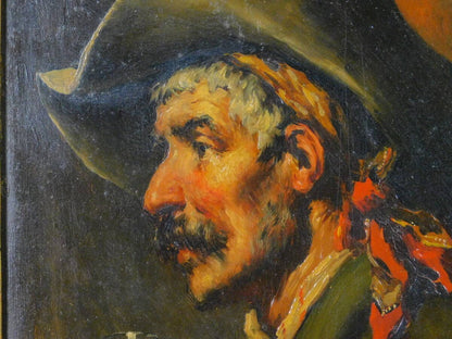 Romana Arregui Oil Painting Portrait Man with Wine Glass F3 Spanish Bilbao