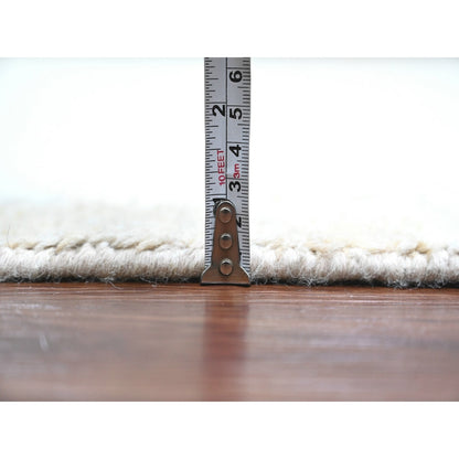 9'1"X12'5" Brown Moroccan Weave Erased Pattern Hand Knotted Pure Wool Rug