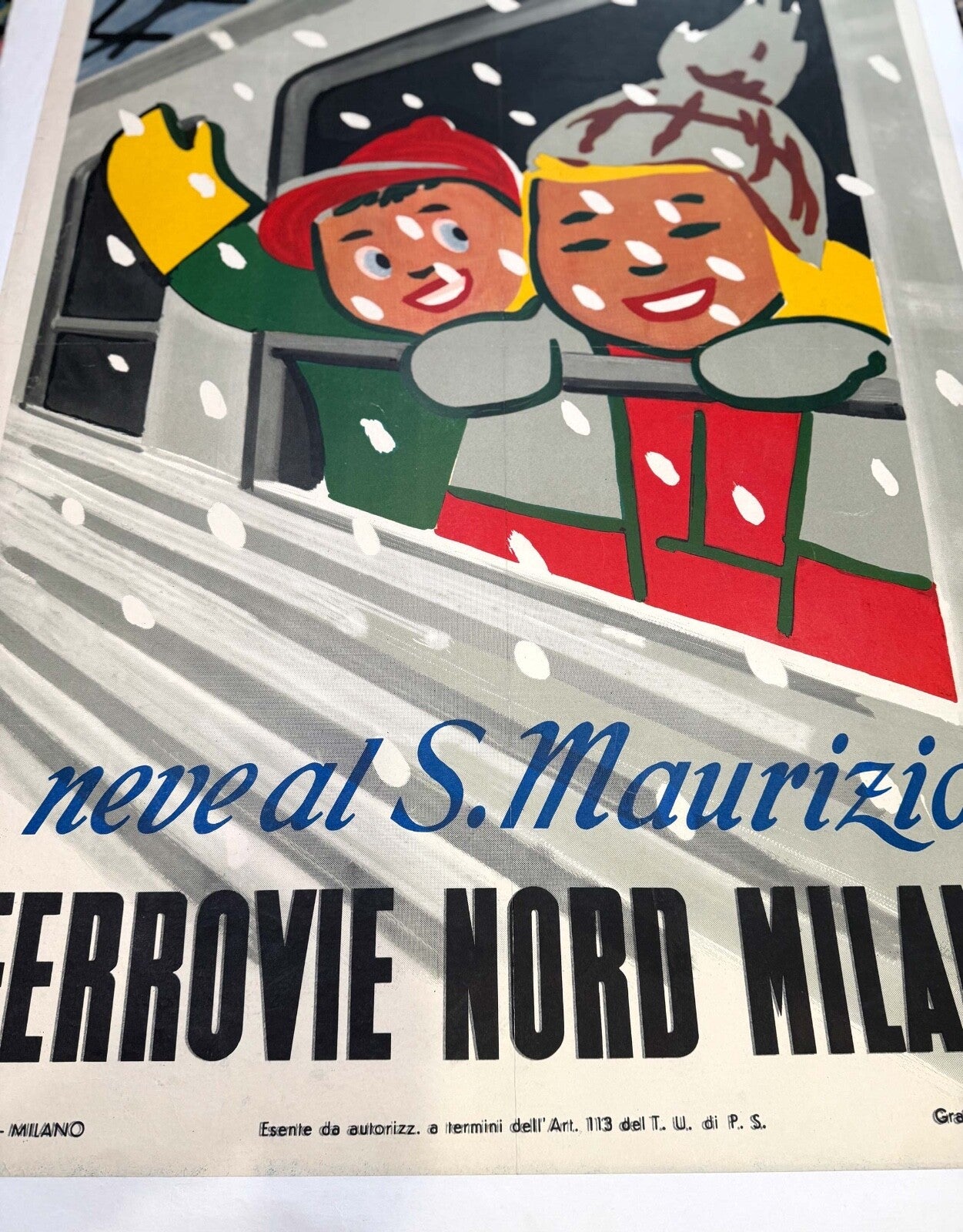 S Maurizio Ferrovie Nord Milano  Carlo Dradi Authentic 1948 Italian Ski  Poster