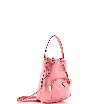 Prada Drawstring Pocket Bucket Bag Soft Calf Small