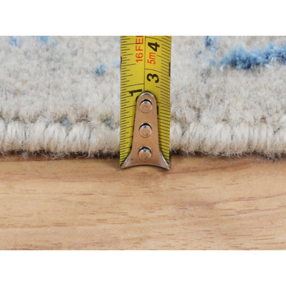 5'9"X5'9" Blue Jacquard Hand Loomed Wool & Art Silk Pomegranate Round Rug