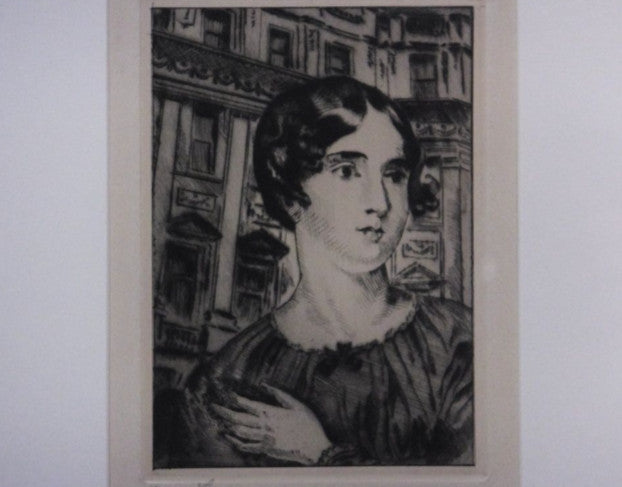 Clement Serveau Signed Drypoint Etching "Lady"  French Portrait, Cf Paris Stamp