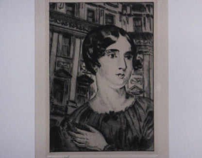 Clement Serveau Signed Drypoint Etching "Lady"  French Portrait, Cf Paris Stamp