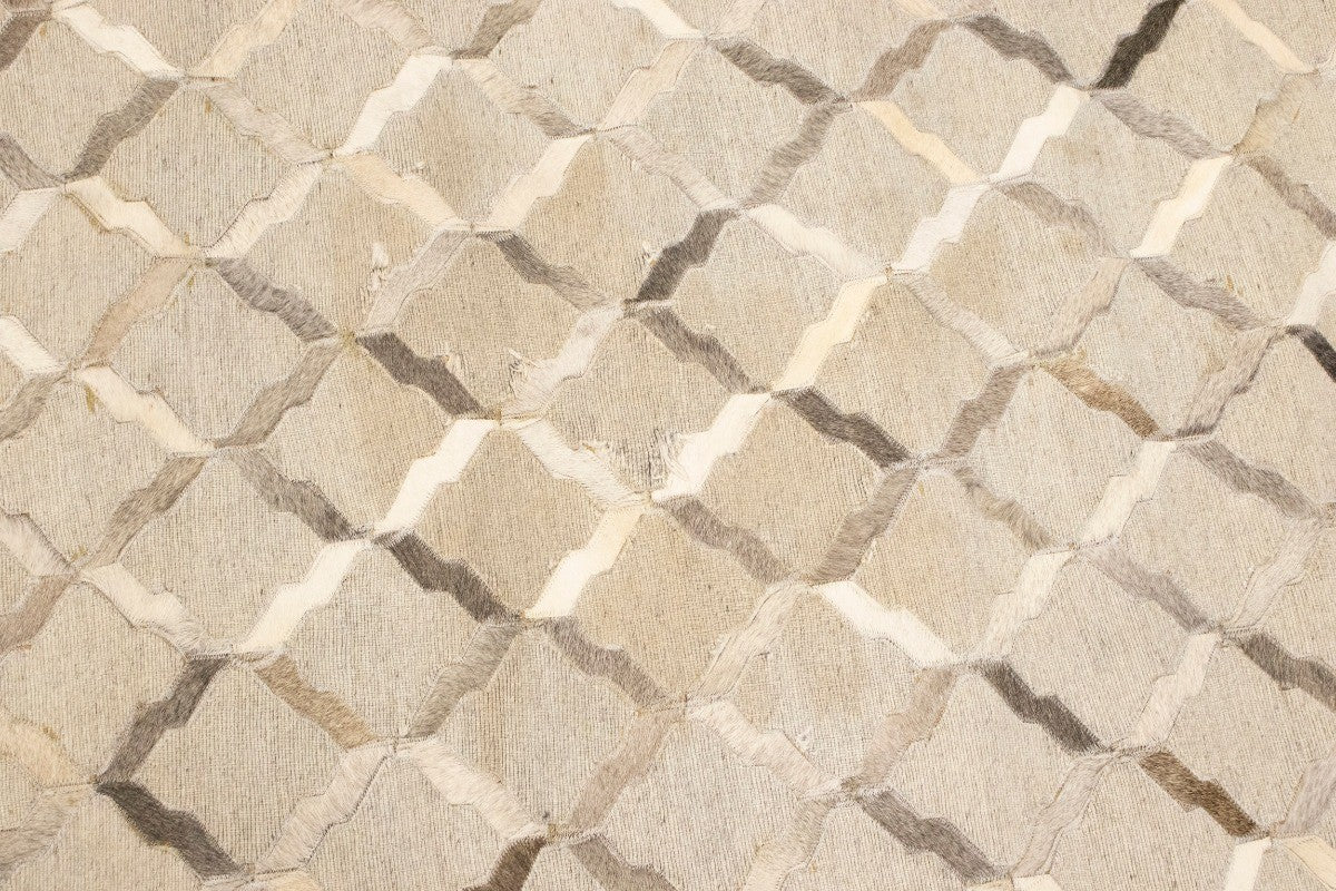 Modern Faux Leather Cowhide Rug 8x10 Contemporary Silver Carpet