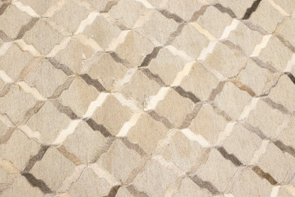 Modern Faux Leather Cowhide Rug 8x10 Contemporary Silver Carpet