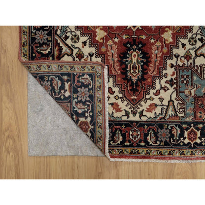 3'X5' Red Antiqued Heris Re-Creation Hand Knotted New Zealand Wool Rug