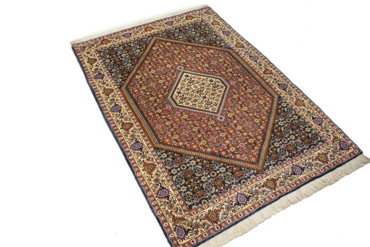 Handmade Oriental Rug Orange-Red Geometric Floral
