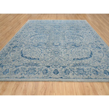 12'X12' Gray Fine Jacquard Hand Loomed Wool And Silk Square Rug